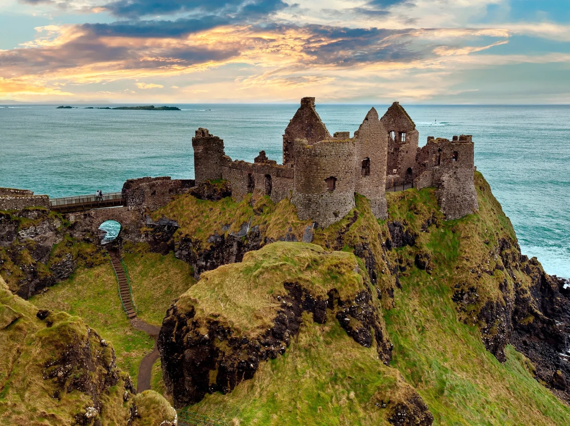 Ancient castle ruins dramatic landscape hilltop atmospheric