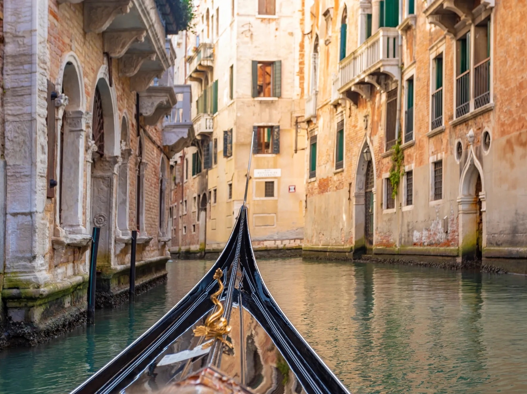 Venice Italy canal gondola architecture misty morning