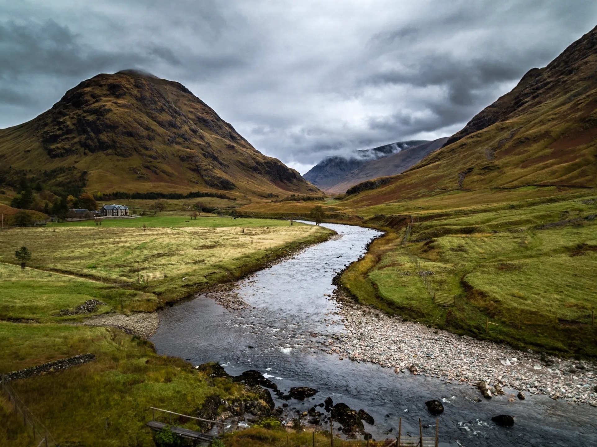 Scottish Highlands dramatic misty mountains glen valley