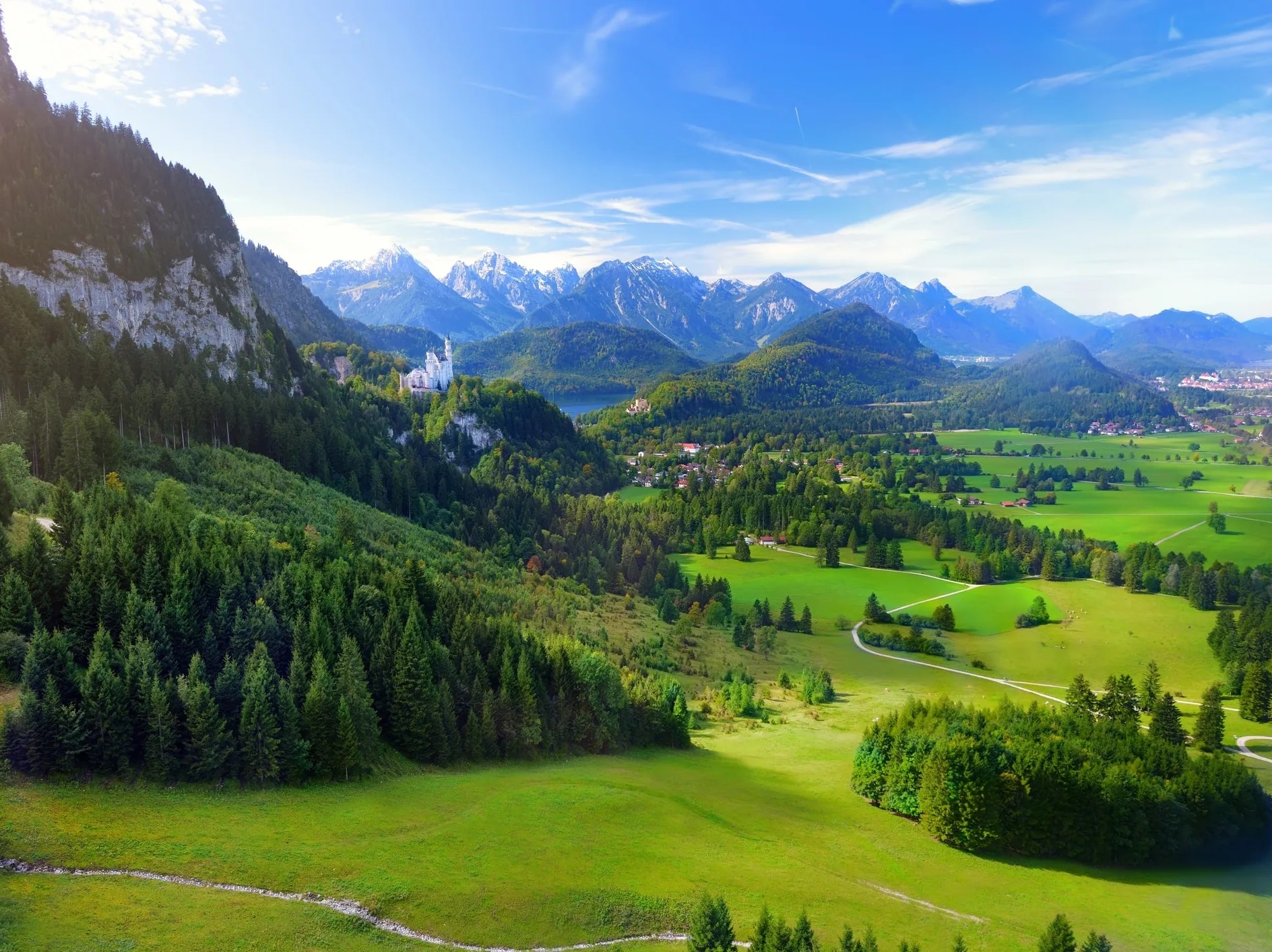 Neuschwanstein castle Bavaria Germany misty morning