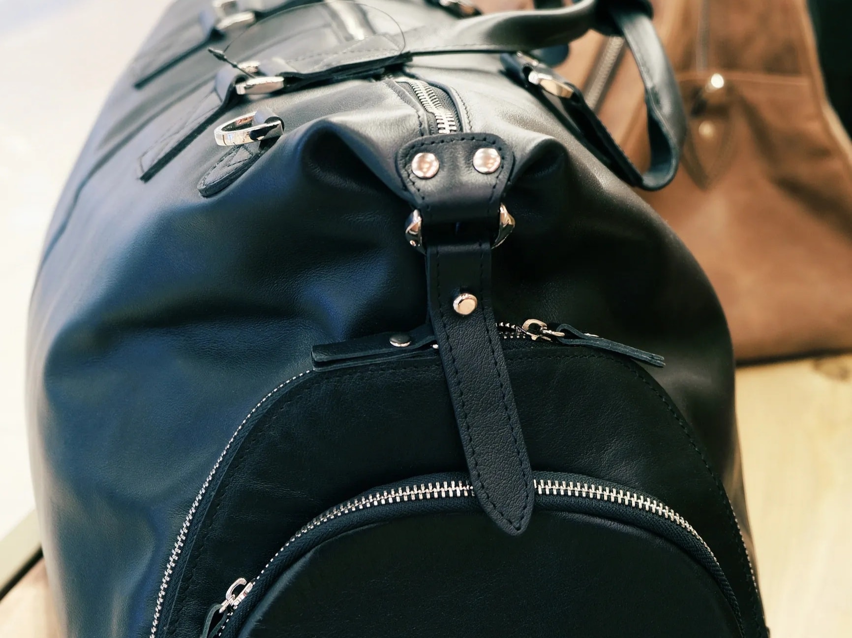 Luxury leather travel bag and accessories