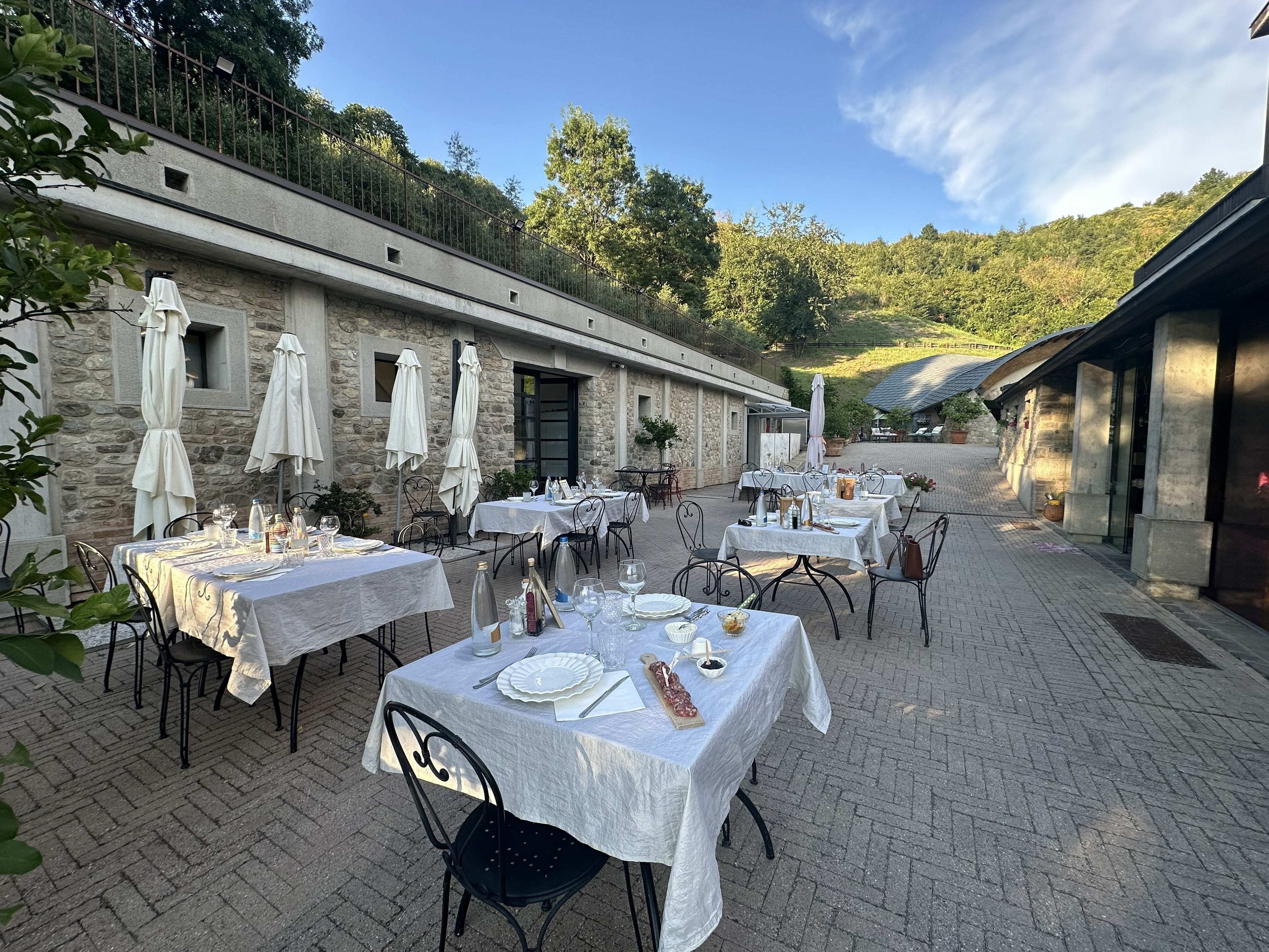 Stone terrace overlooking the Italian countryside