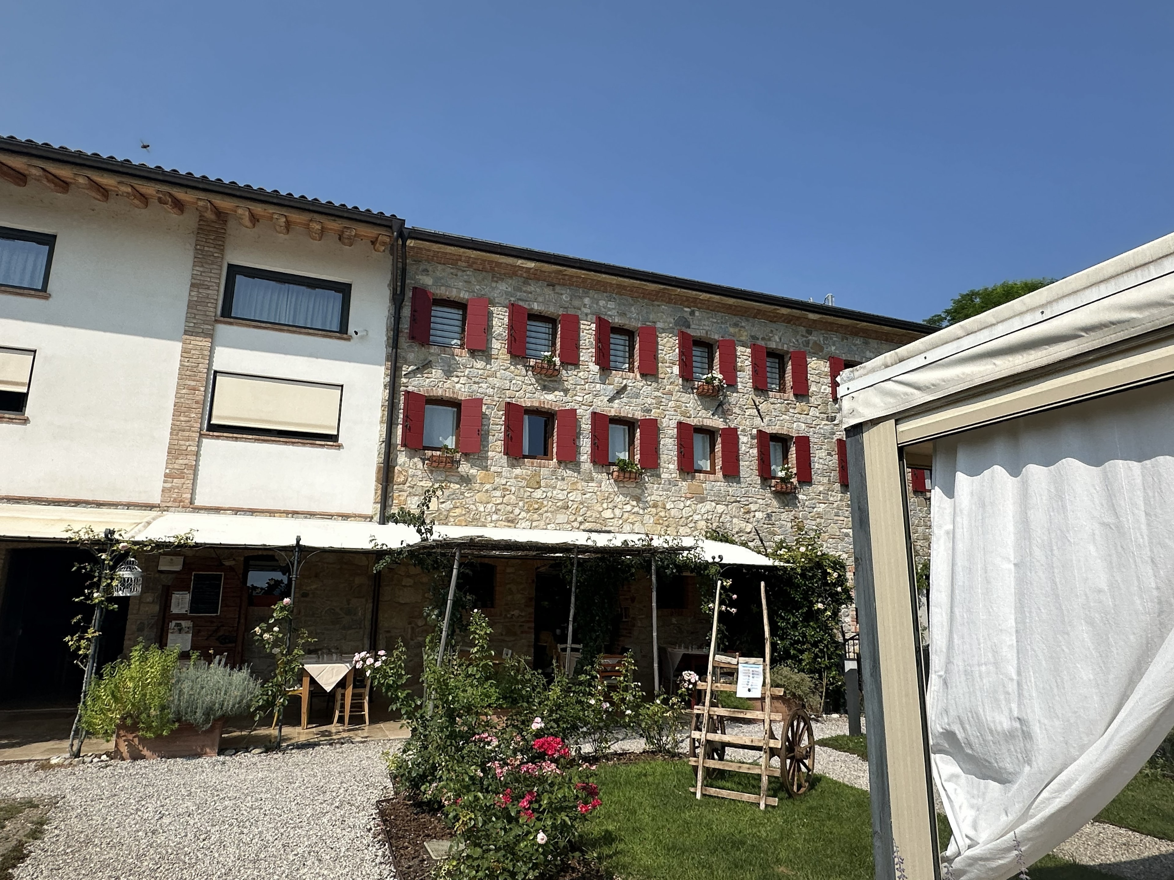 Homemade pasta and local wine at an Italian agriturismo